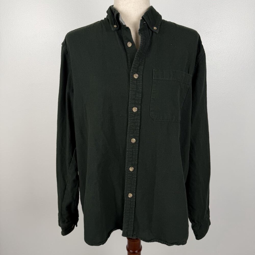 Eddie Bauer Women’s Large Relaxed Fit Green Cotton Button Down Shirt Casual